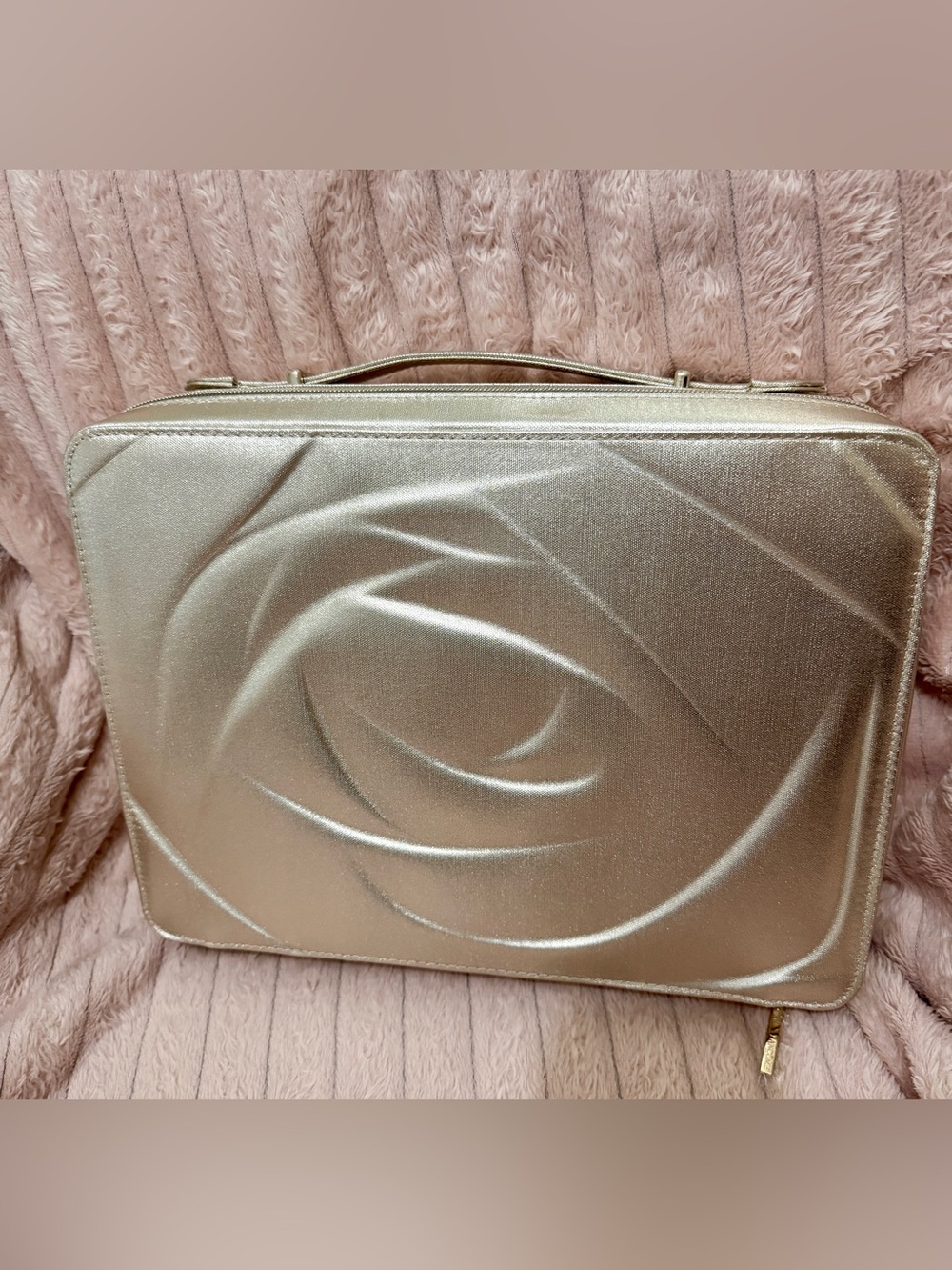 Lancome Metallic Rose-Embossed Carry Bag
